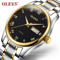 OLEVS 5568  Week Display Watches Men's Quartz Date Casual Stainless Steel Wristwatch Relogio Masculino Luminous Double Calendar